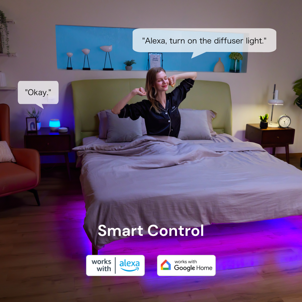 Smart Control: Remotely control the Sengled Wi-Fi Essential Oil Diffuser using the Sengled Home app or voice commands with popular voice assistants like Alexa and Google Assistant. Enjoy the convenience of controlling your diffuser from anywhere.