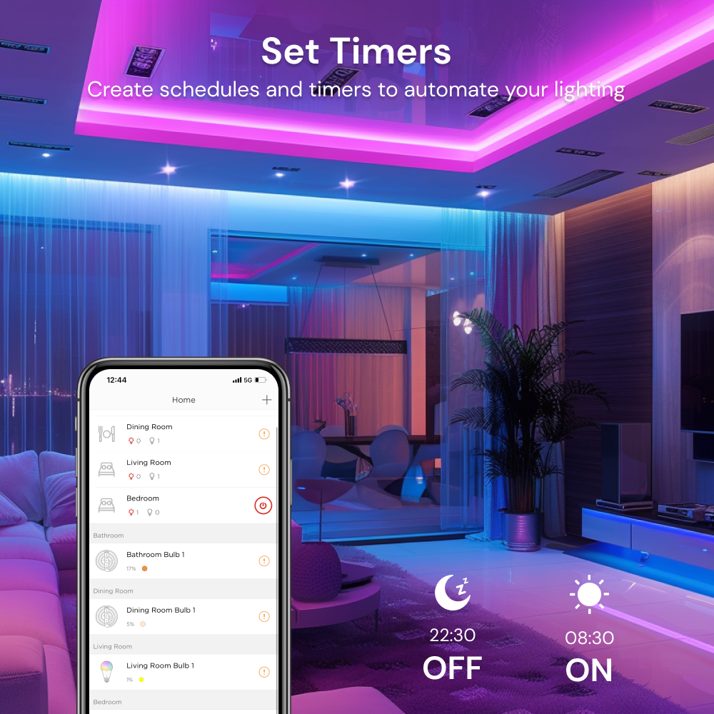 Smart App Features: Use Sengled Home app access to customize rooms, dynamic audio sync, DIY scenes, schesule. 27 existing modes and more custom modes to choose from. Use it with voice to easily control entire rooms or levels of your home with one command.