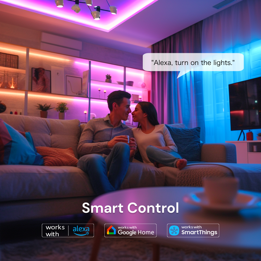 Wi-Fi RGBW Light Strip: Smart Control, Music Sync, Dynamic Colors, Scheduling & Automation