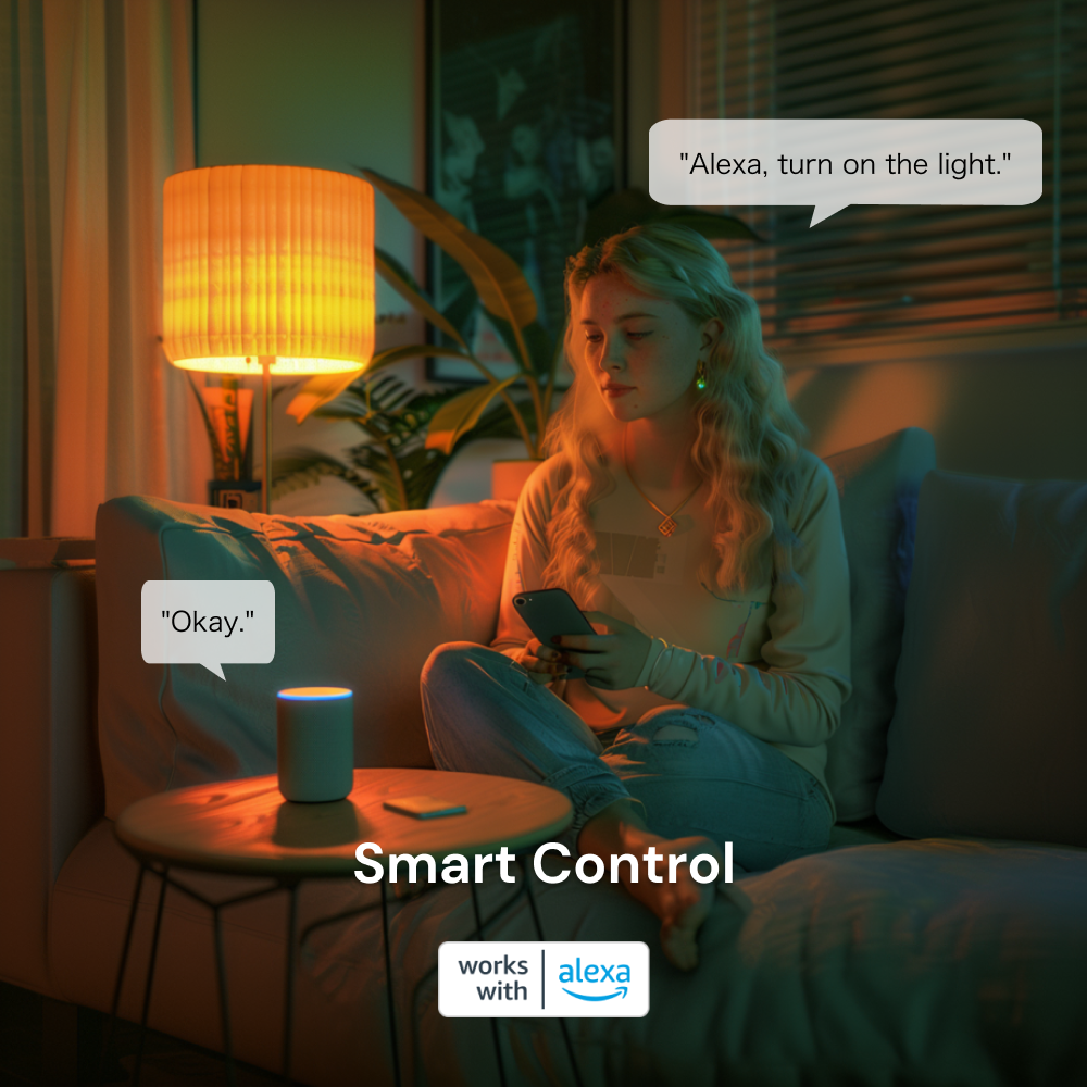 Voice Control: Take advantage of voice control capabilities with Amazon Alexa. Simply use voice commands to adjust the brightness or turn the lights on and off, adding an extra level of convenience to your smart lighting setup.
