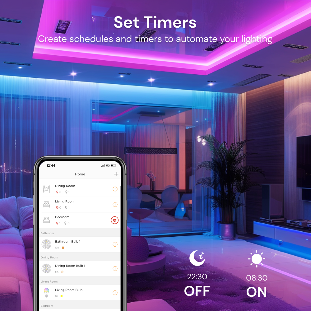 Wi-Fi RGBW Light Strip: Smart Control, Music Sync, Dynamic Colors, Scheduling & Automation