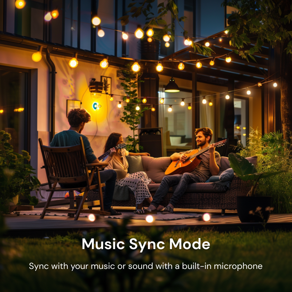Music Sync Mode: Enhance your entertainment experience with the Sengled Wi-Fi Outdoor String Lights' music sync mode. Sync the lights with your music or sound, creating a dynamic and immersive atmosphere.