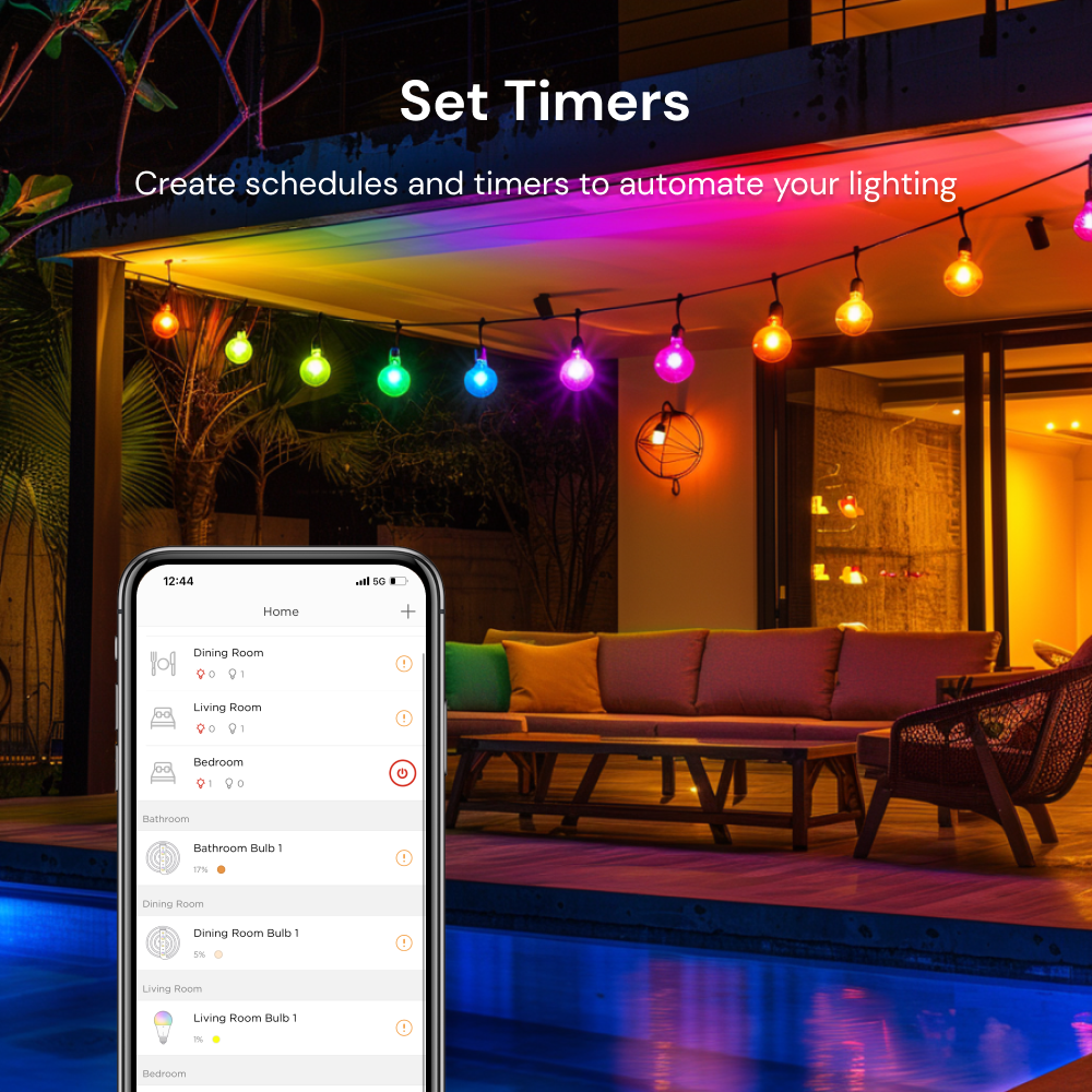 Set Timers: Use the Sengled Home app to set timers for your outdoor string lights. Create schedules and timers to automate your lighting, ensuring that your outdoor space is always illuminated when you need it.