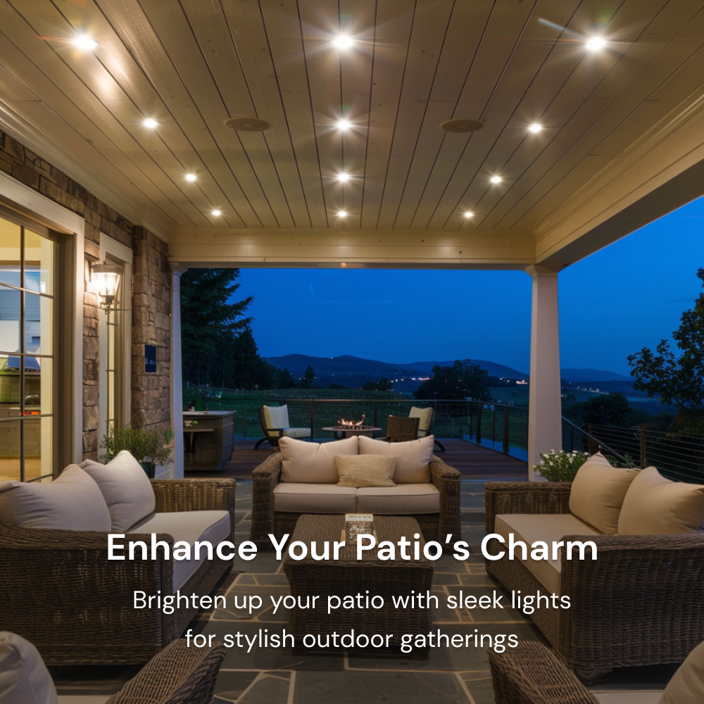 Enhance your patio’s charm with sleek recessed ceiling lights for stylish outdoor gatherings.