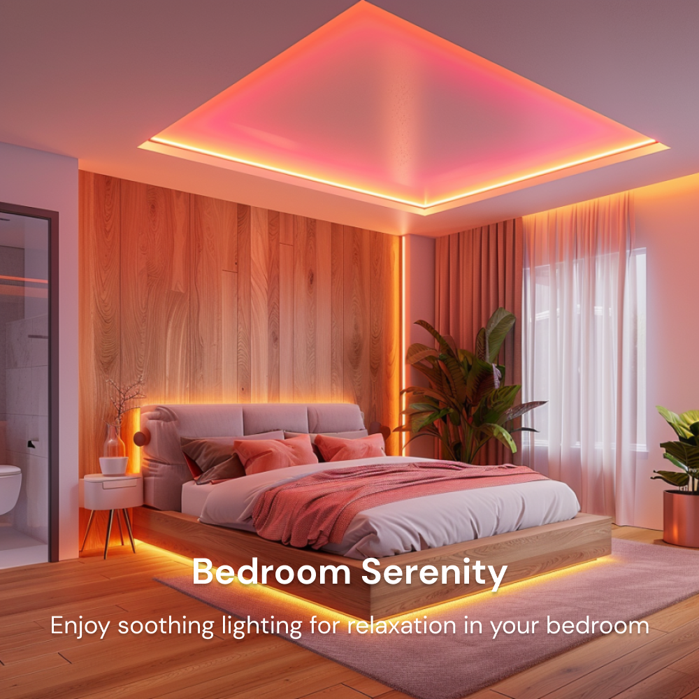 **Bedroom Serenity**      Enjoy soothing lighting in your bedroom with Sengled Strip Lights for relaxation.