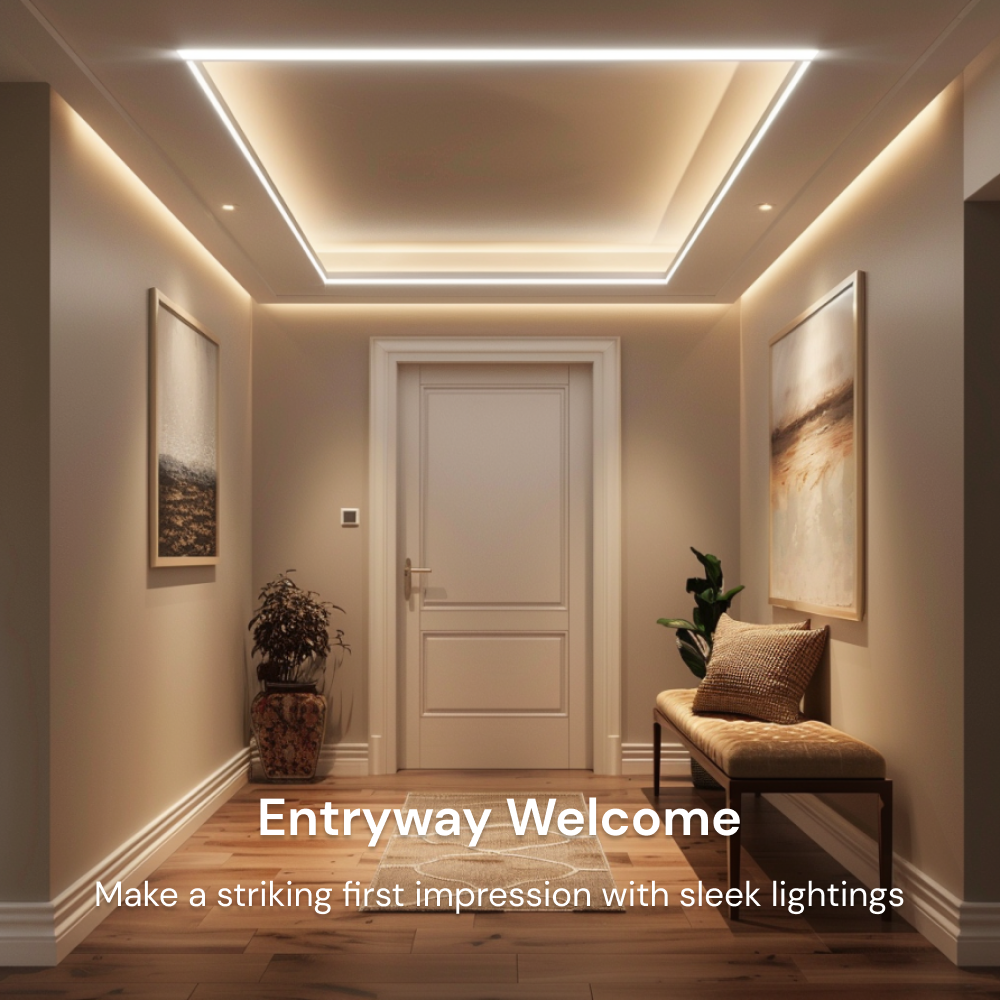 **Entryway Welcome**      Make a striking first impression with Sengled Strip Lights in your entryway.