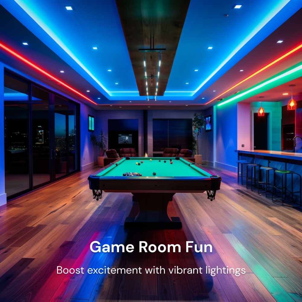 **Game Room Fun**      Boost excitement in your game room with vibrant Sengled Strip Lights.