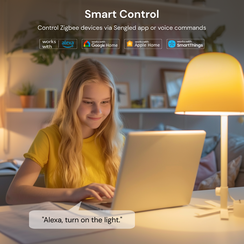 Elevate your smart home with Sengled Zigbee Color A19/E26 Bulbs. Remotely control lighting via the Sengled Home app or voice commands with Alexa, Google Assistant, SmartThings, and Apple HomeKit. Supports up to 64 Zigbee devices, integrates seamlessly with Sengled smart hub and other Zigbee hubs. Perfect for dining room light fixtures, floor lamps for living room, table lamps, and kitchen lighting. Enjoy multi-color customization with 16 million colors and adjustable brightness.