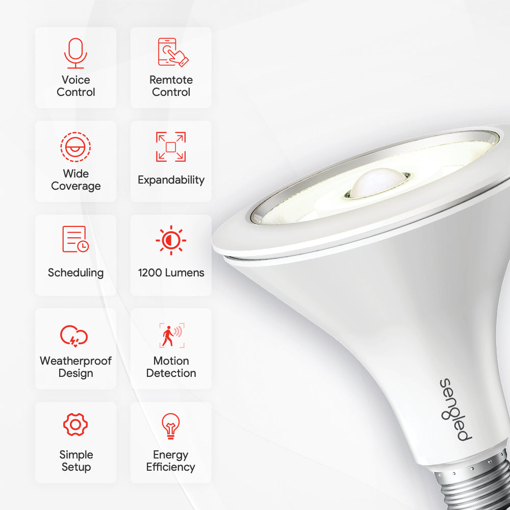 Enhanced Brightness: Enjoy the bright illumination provided by the Sengled Zigbee White 3000K PAR38/E26, with up to 1200 Lumens. It ensures a well-lit environment for various outdoor applications.
